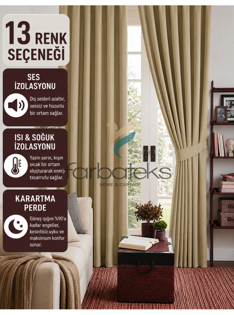 Blackout Karartma Perde Bej